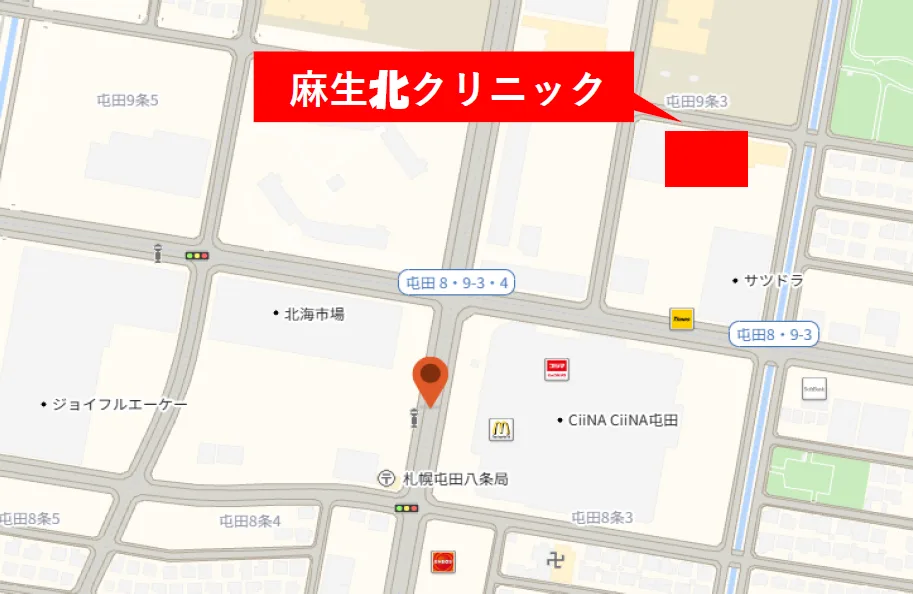 耳鼻咽喉科麻生北クリニックのアクセスマップ